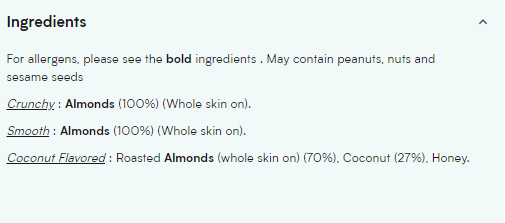 Continutul - Myprotein Almond Butter 1kg Crunchy 2