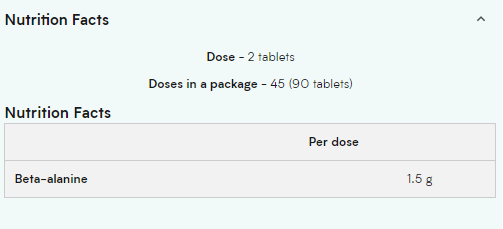 Continutul - Myprotein Beta Alanine Tablets