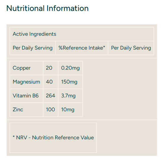 Continutul - Myprotein Zinc + Magnesium