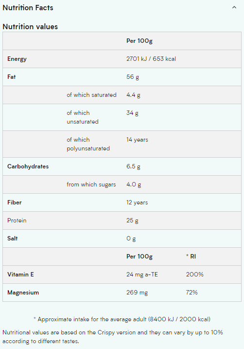 Continutul - Myprotein Almond Butter 1kg Crunchy