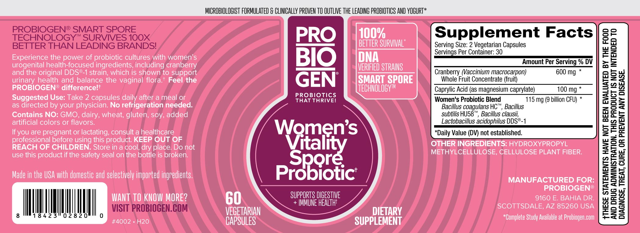 Continutul - Probiogen Women`s Vitality Probiotic