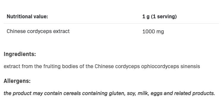 Continutul: SFD Cordyceps Powder