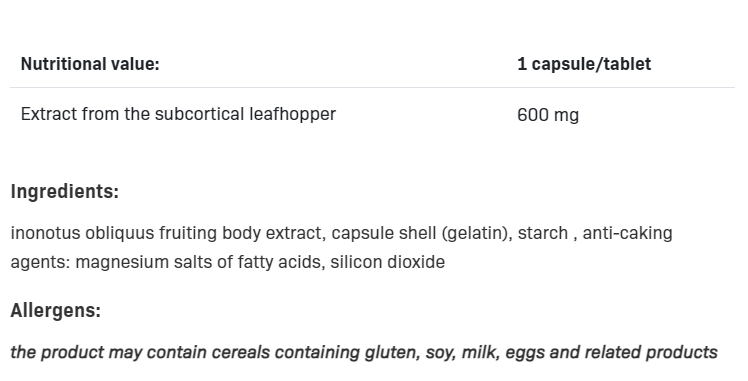 Continutul:  SFD Chaga Caps