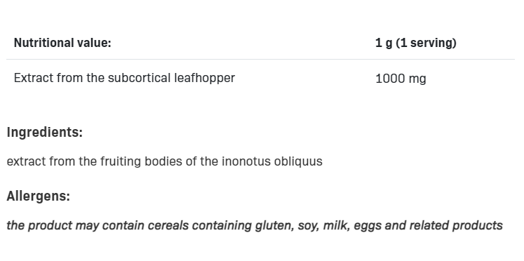Continutul: SFD Chaga Powder
