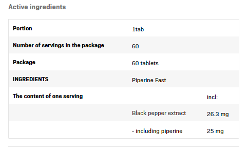 Continutul - SFD Piperine Fast