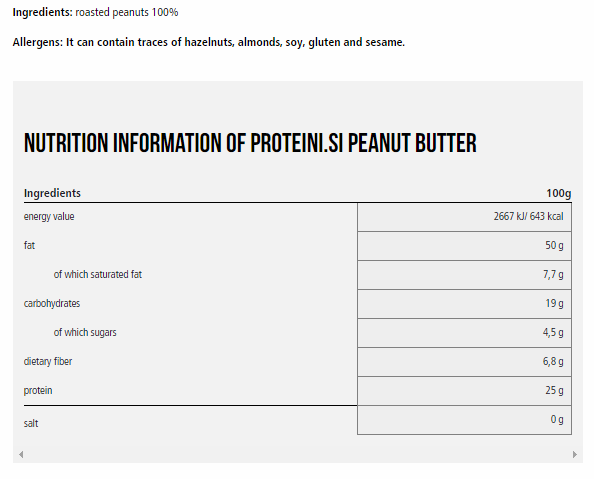 Continutul: Proteini.SI Peanut Butter