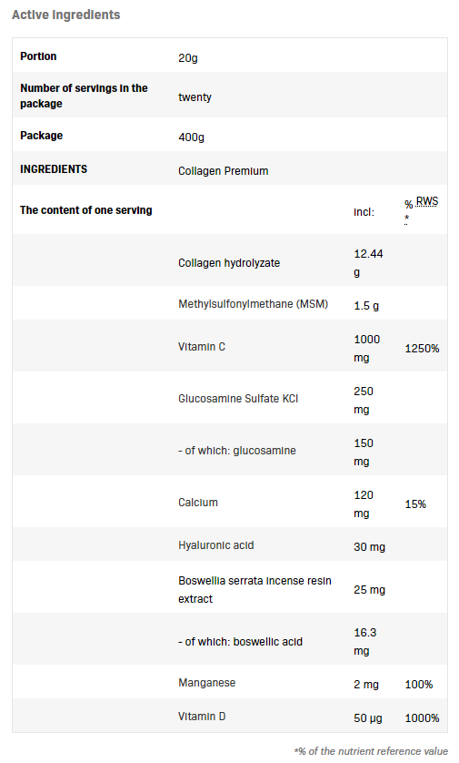 Continutul - SFD Collagen Premium